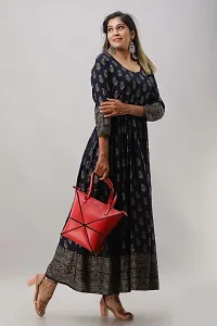 Stylish Navy Blue Viscose Rayon Kurta For Women-thumb2