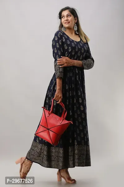 Stylish Navy Blue Viscose Rayon Kurta For Women-thumb3