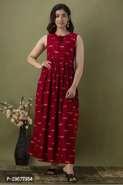 Stylish Maroon Viscose Rayon Kurta For Women-thumb5