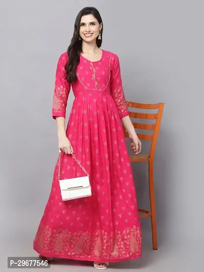 Stylish Pink Viscose Rayon Kurta For Women-thumb0