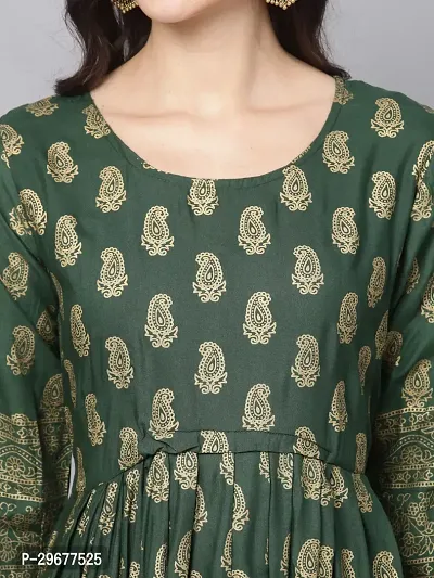 Stylish Green Viscose Rayon Kurta For Women-thumb3