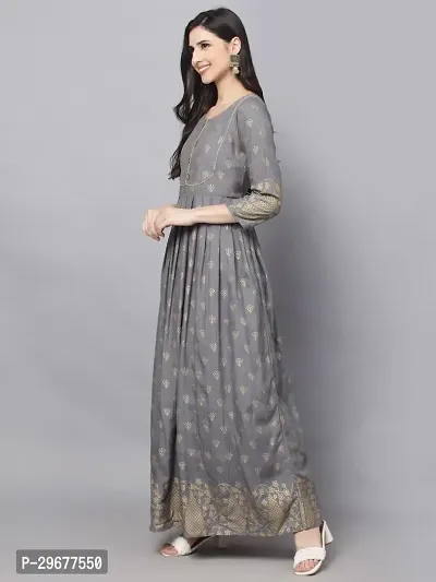 Stylish Grey Viscose Rayon Kurta For Women-thumb3