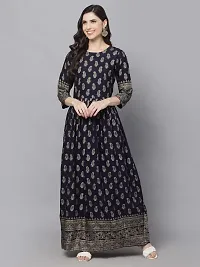 Stylish Navy Blue Viscose Rayon Kurta For Women-thumb4