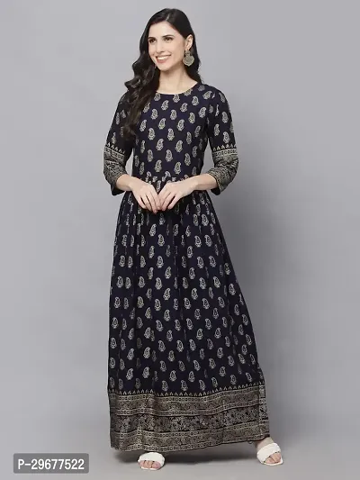 Stylish Navy Blue Viscose Rayon Kurta For Women-thumb5