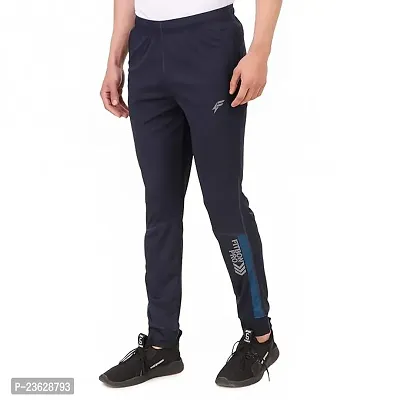 Stylish Navy Blue Polyester  Regular Track Pant For Men