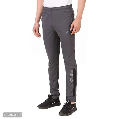 Stylish Grey Polyester  Regular Track Pant For Men