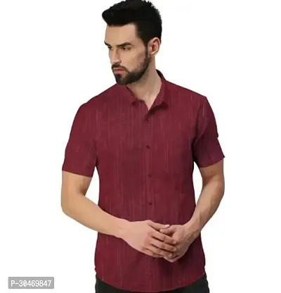 Fabulous Khadi Cotton Self Pattern Short Sleeves Casual Shirts For Men-thumb0