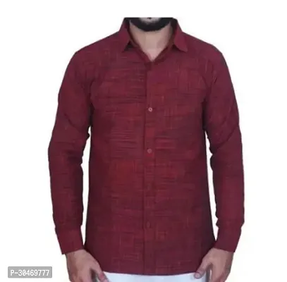 Fabulous Khadi Cotton Self Pattern Long Sleeves Casual Shirts For Men-thumb0