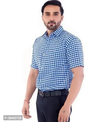 Fabulous Khadi Cotton Checked Short Sleeves Casual Shirts For Men-thumb0