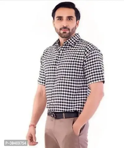 Fabulous Khadi Cotton Checked Short Sleeves Casual Shirts For Men-thumb0