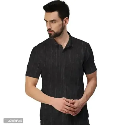 Fabulous Khadi Cotton Self Pattern Short Sleeves Casual Shirts For Men-thumb0