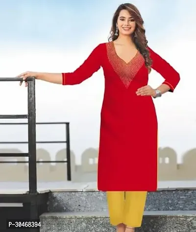 Elite Red Khadi Cotton Self Design Kurta with Bottom Set For Women