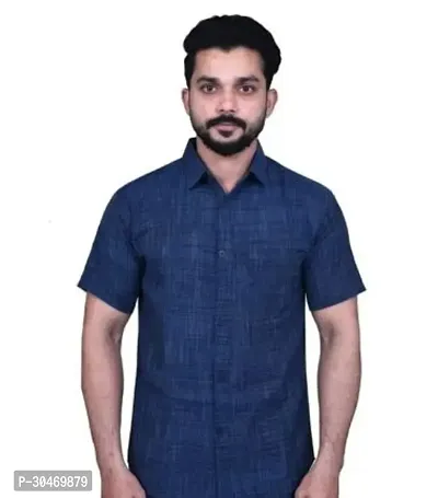 Fabulous Khadi Cotton Self Pattern Short Sleeves Casual Shirts For Men-thumb0