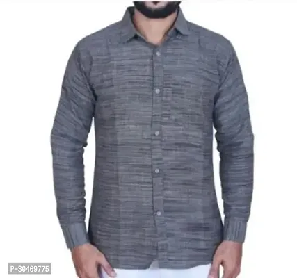 Fabulous Khadi Cotton Self Pattern Long Sleeves Casual Shirts For Men-thumb0