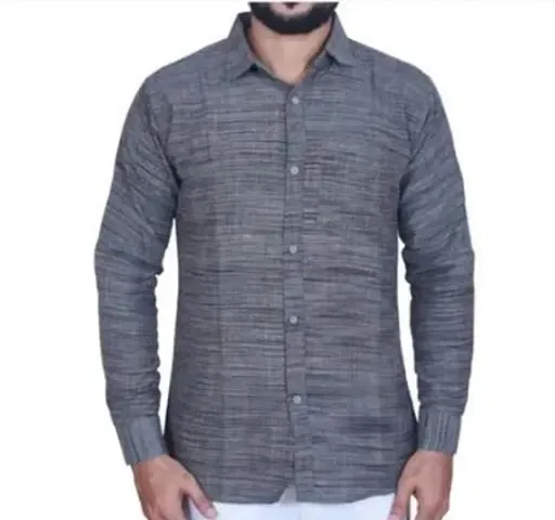 Stylish Khadi Long Sleeves Self Pattern Regular Fit Shirt For Men