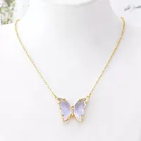 Purple Crystal Butterfly Necklace Pendent For Women and Girls-thumb3