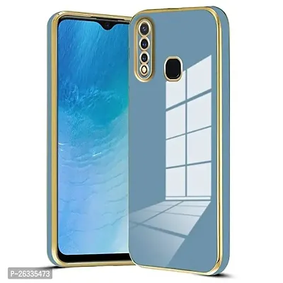 AAA Star Creation Colored Chrome Back Case Cover for Vivo Y19 |Soft Case | Raised Edges | Anti-Shock | Camera lensn Protector | (Sky Blue)-thumb0