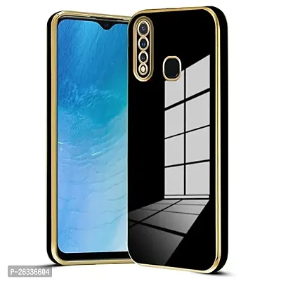 AAA Stars Creation Colored Chrome Back Case Cover for Vivo Y19 |Soft Case | Raised Edges | Anti-Shock | Camera Lens Protector | (Black)-thumb0