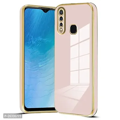 AAA Stars Creation Colored Chrome Back Case Cover for Vivo Y19 |Soft Case | Raised Edges | Anti-Shock | Camera Lens Protector | (Light Pink)