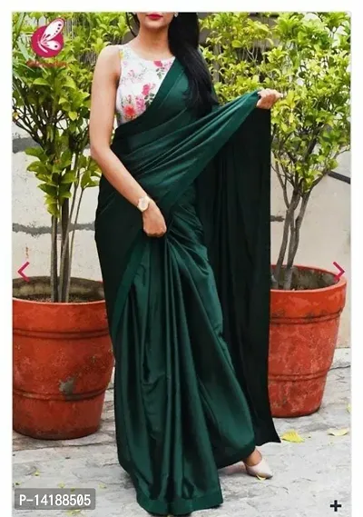 Fancy Satin Silk Saree with Blouse Piece for Women