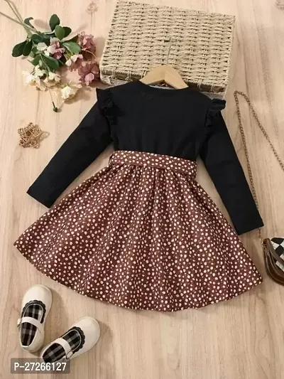 Beautiful Cotton Brown Girls Casual Dress-thumb0