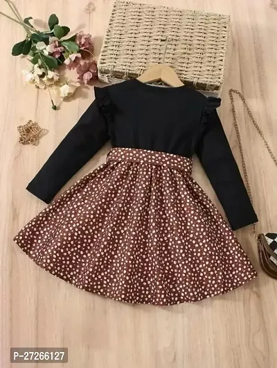 Beautiful Cotton Brown Girls Casual Dress-thumb3