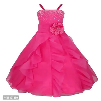 Stylish Pink Georgette Frocks Dress For Girls-thumb0