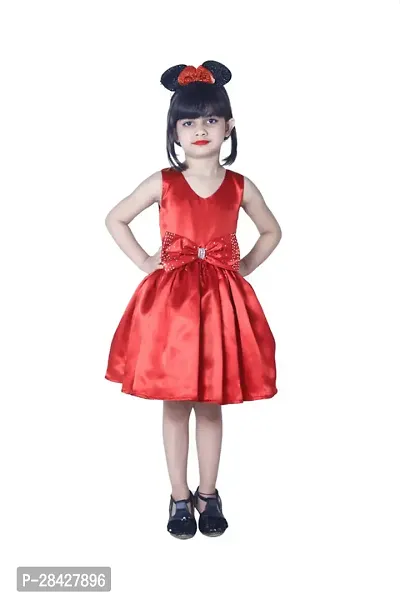 Stylish Red Georgette Frocks Dress For Girls-thumb0