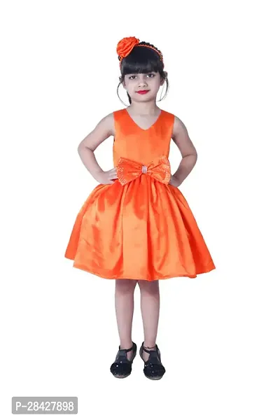 Stylish Orange Georgette Frocks Dress For Girls-thumb0