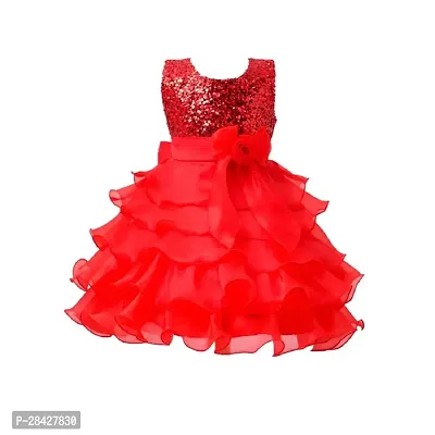 Stylish Red Georgette Frocks Dress For Girls