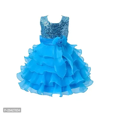 Stylish Blue Georgette Frocks Dress For Girls