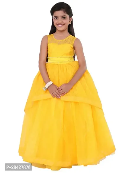 Stylish Yellow Georgette Frocks Dress For Girls-thumb0