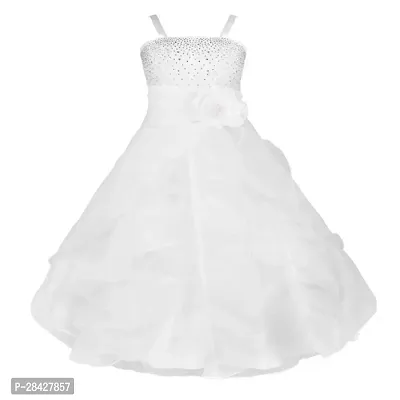 Stylish White Georgette Frocks Dress For Girls