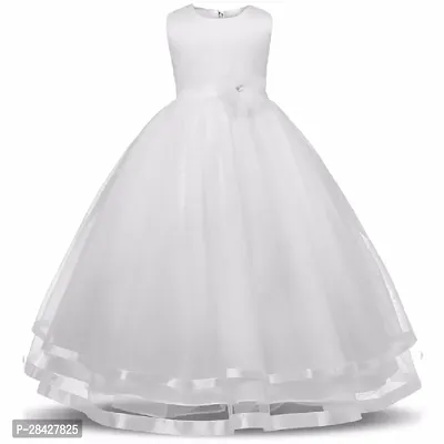 Stylish White Georgette Frocks Dress For Girls-thumb0