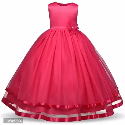Stylish Red Georgette Frocks Dress For Girls