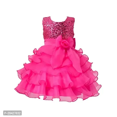 Stylish Pink Georgette Frocks Dress For Girls-thumb0