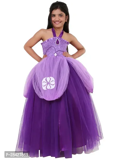 Stylish Purple Georgette Frocks Dress For Girls-thumb0