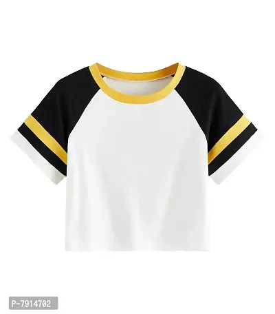 Fabricorn White Short Sleeve Stylish Round Neck Cotton Tshirt for Women (White)-thumb0