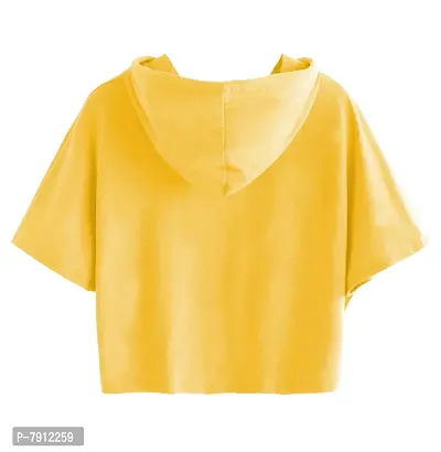 Fabricorn Stylish Cotton Solid Colour Short Sleeve Hooded Tshirt for Women-thumb4