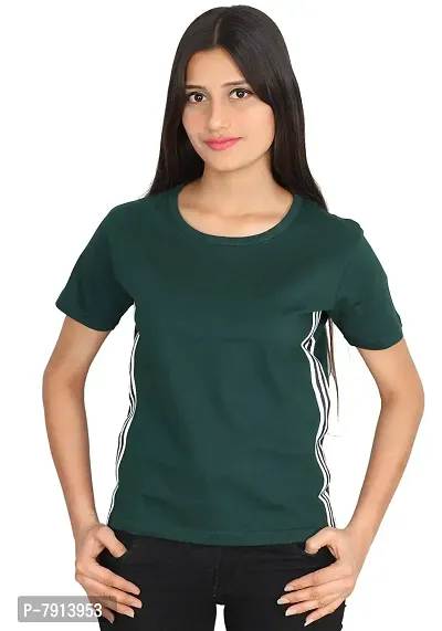Fabricorn Solid Short Sleeve Stylish Round Neck Cotton Tshirt for Women-thumb0