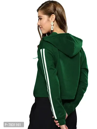 Fabricorn Women's Bottle Green Cotton Fleece Hooded Sweatshirt (Bottle Green, X-Large)-thumb2