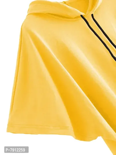 Fabricorn Stylish Cotton Solid Colour Short Sleeve Hooded Tshirt for Women-thumb2