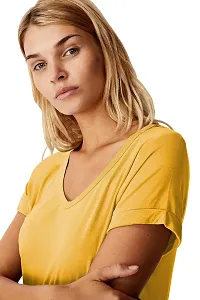 Fabricorn Combo of Cotton V-Neck Up Down Short Sleeve Tshirt for Women (Pack of 2)-thumb4