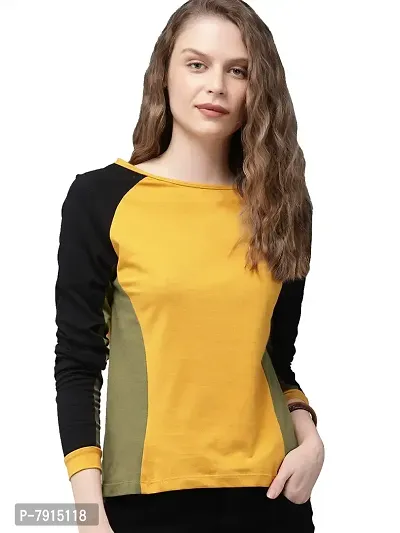 Fabricorn Stylish Long Sleeve Multi Colour T-Shirt for Women