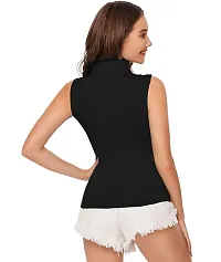 Fabricorn Stylish Black Cotton Tshirt for Women (Black, Large)-thumb2