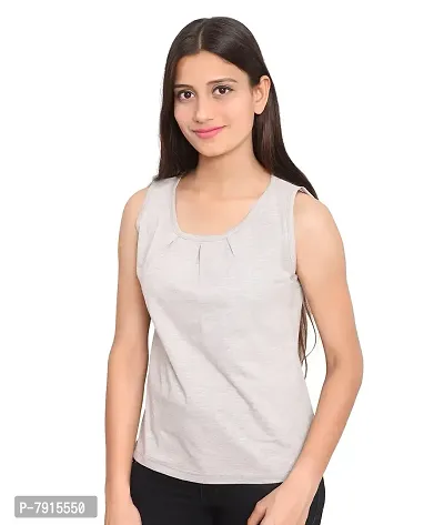 Fabricorn Black and White Striped Round Neck Cotton Blend Sleeveless Tshirt for Women-thumb0