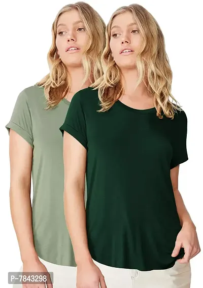 Fabricorn Combo of Plain Color Stylish Up and Down Cotton Tshirt for Women