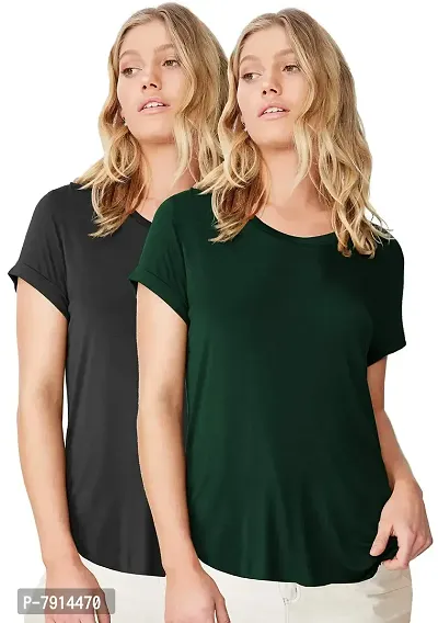 Fabricorn Combo of Plain Color Stylish Up and Down Cotton Tshirt for Women