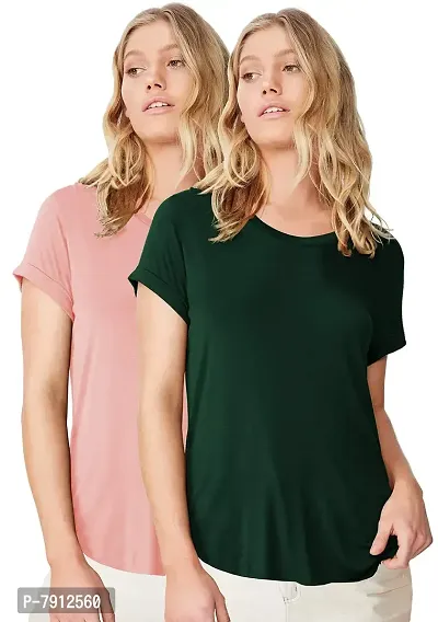 Fabricorn Combo of Plain Color Stylish Up and Down Cotton Tshirt for Women