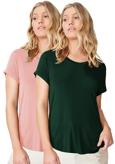 Fabricorn Combo of Plain Color Stylish Up and Down Tshirt for Women